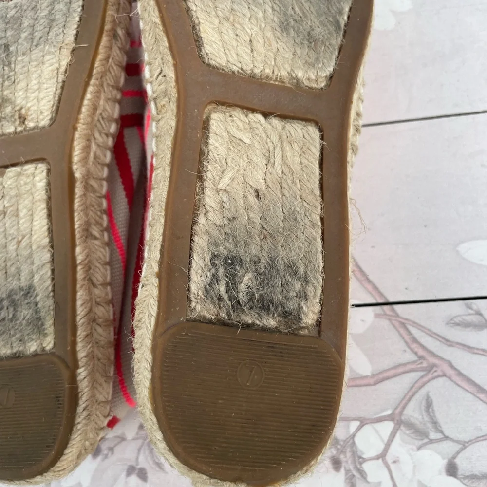 Tory Burch Striped Canvas Espadrille in Pink and Red